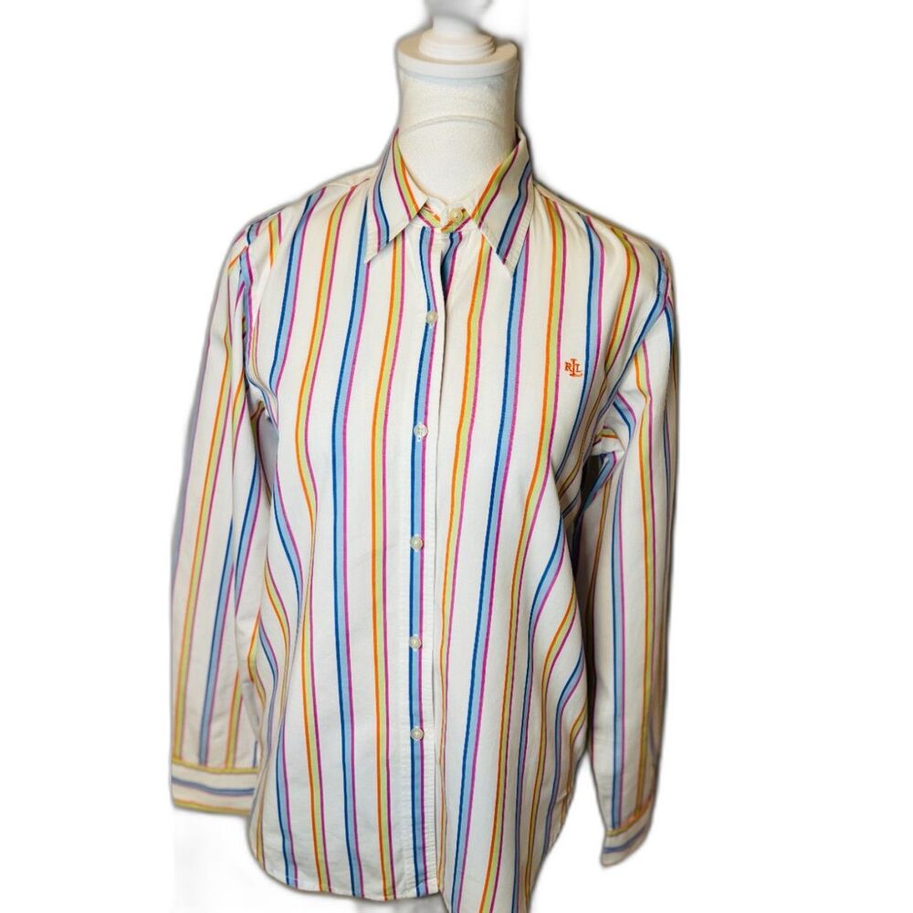 Lauren Ralph Lauren Striped Button Up Shirt Colorful Long Sleeve S